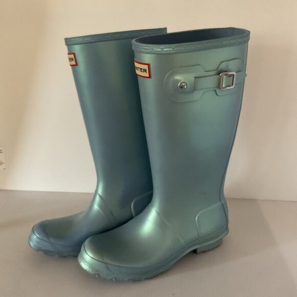 Hunter Original Kids Nebula Rain Boots Blue Iridescent Size 5B/6G (EU 37) - Picture 3 of 14